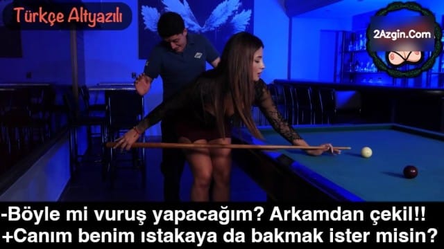 Barda kafası güzel bilardo oynayan karıya sulanıyor