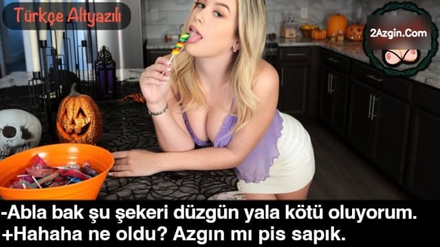 Yarrak yalar gibi lolipop yalayan ablamın ağzına benim lolipopu verdim